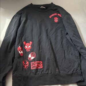 Marvel Black Crewneck Sweater with Red Spider-Man Graphics